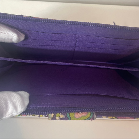Vera Bradley Purple Paisley Floral Quilted Zip-Around Wallet - Picture 6 of 15